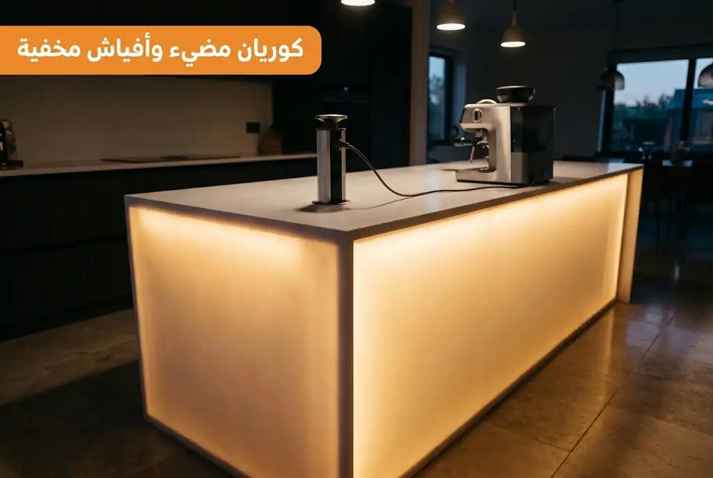 جزيرة مطبخ بجانب كوريان مضيء