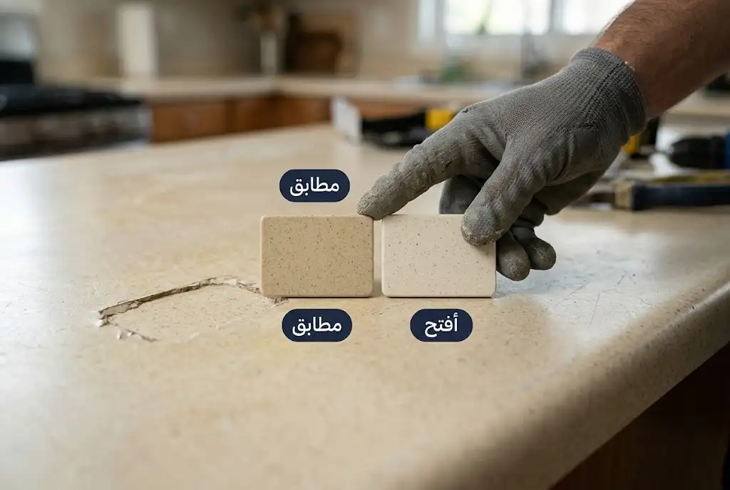 مطابقة لون قطعة كوريان جديدة مع كاونتر قديم