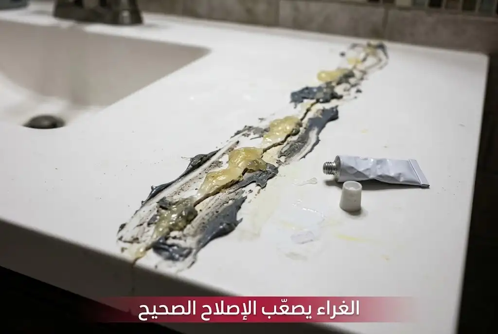 غراء سريع ظاهر فوق شرخ في سطح كوريان