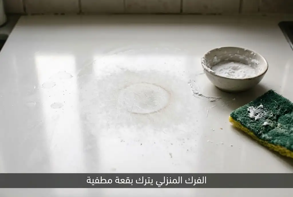 بقعة مطفية غير متساوية بعد فرك أثر حرق بمعجون منزلي
