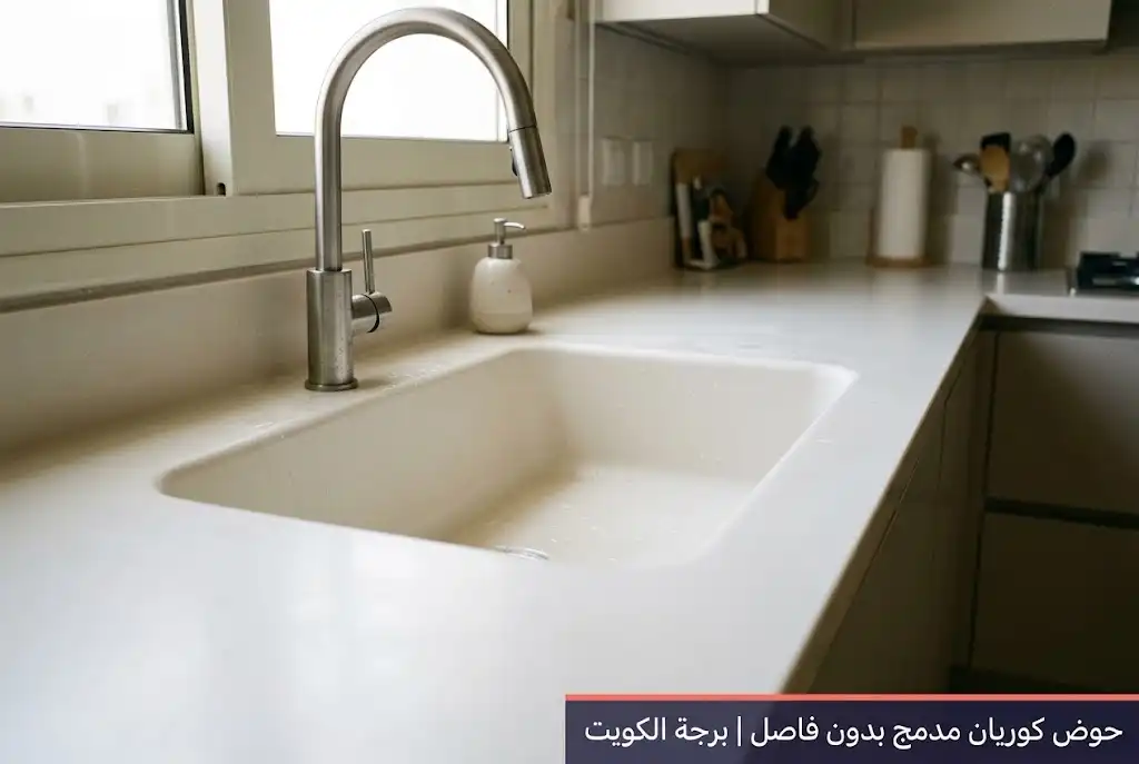 حوض مطبخ كوريان مدمج مع الكاونتر من تنفيذ برجة الكويت