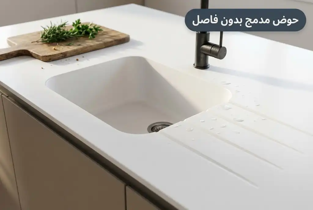 جزيرة كوريان بحوض مدمج بدون فاصل