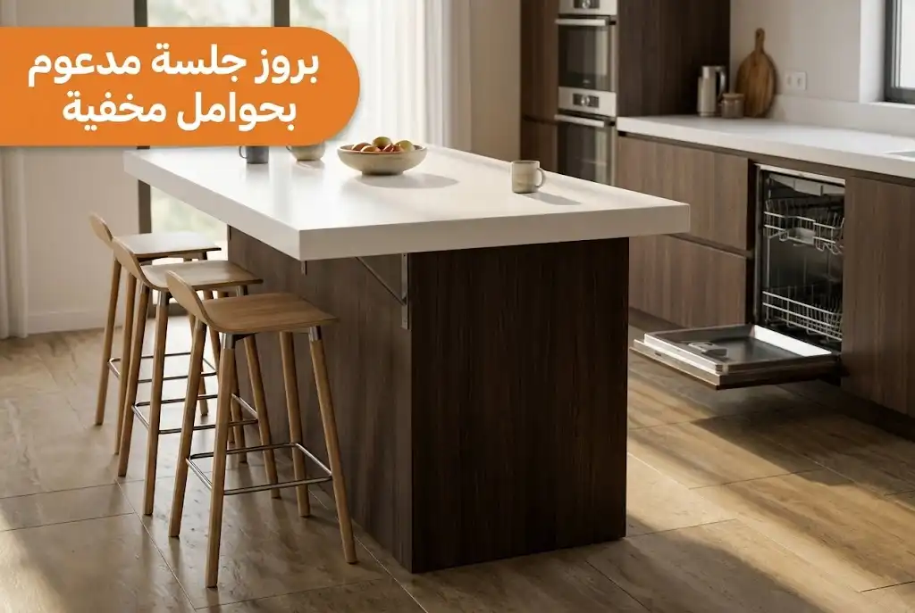 جزيرة مطبخ كوريان بجلسة بار وبروز مدعوم
