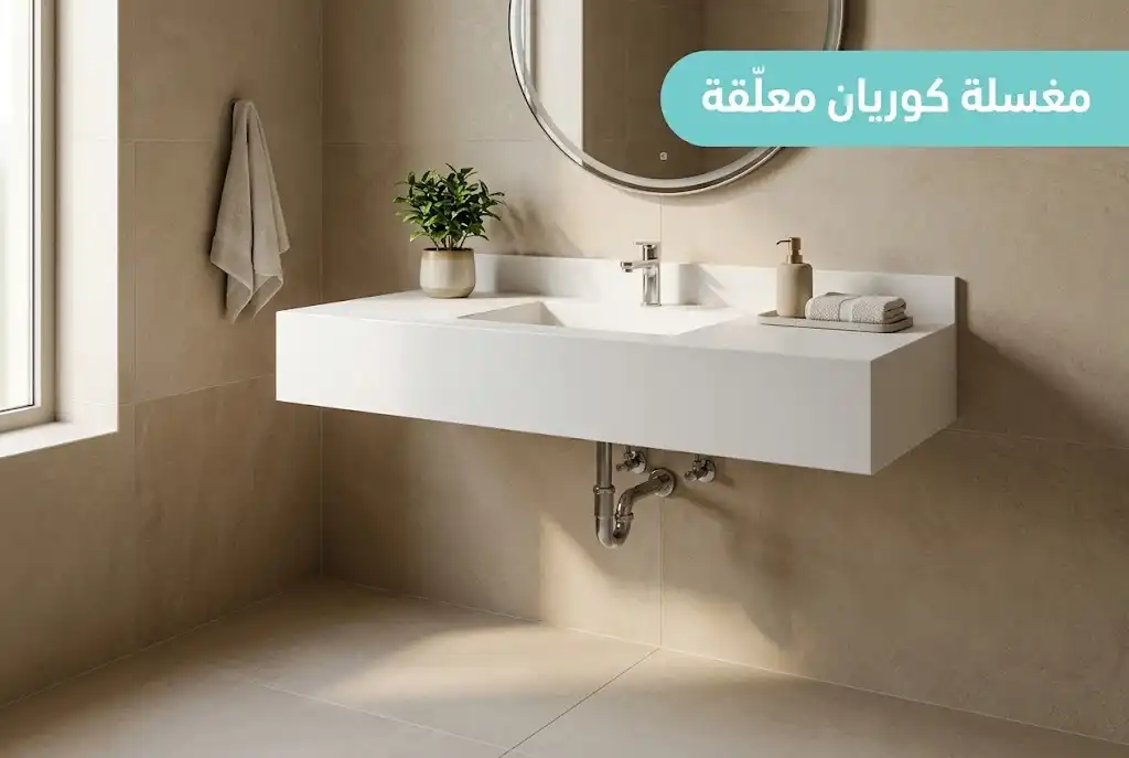 مغسلة كوريان معلقة في حمام ماستر بفيلا