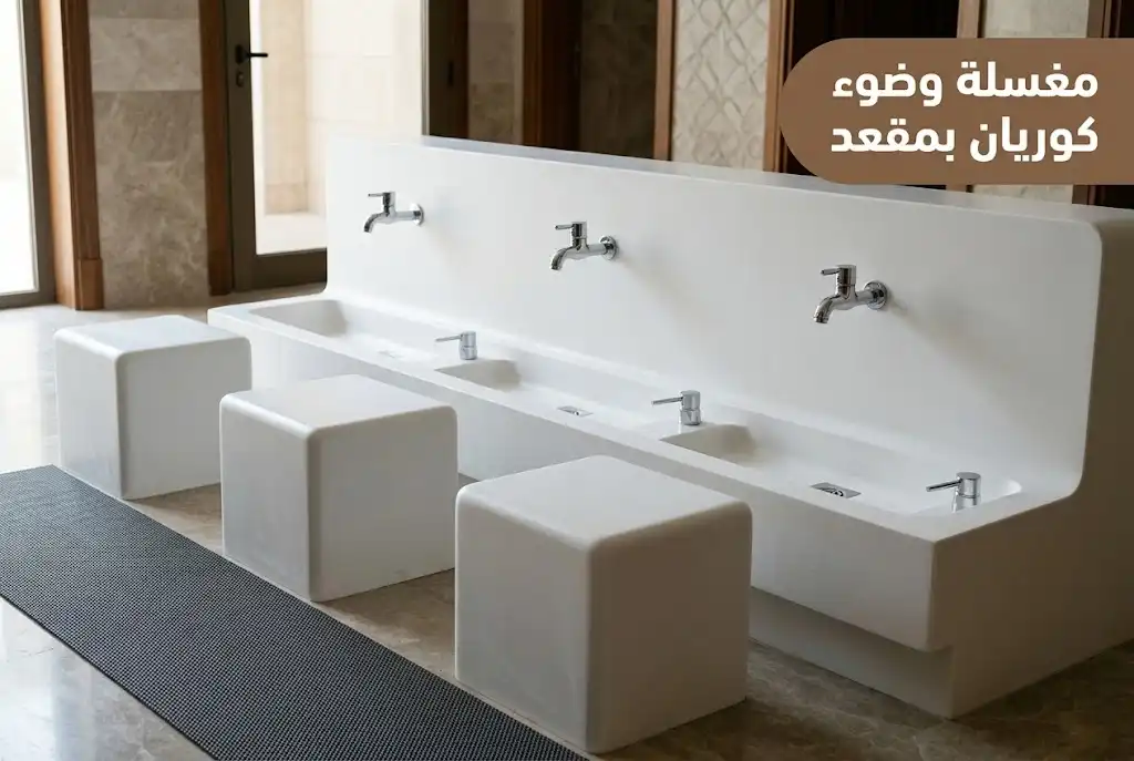مغسلة وضوء كوريان منخفضة بمقعد في ديوانية