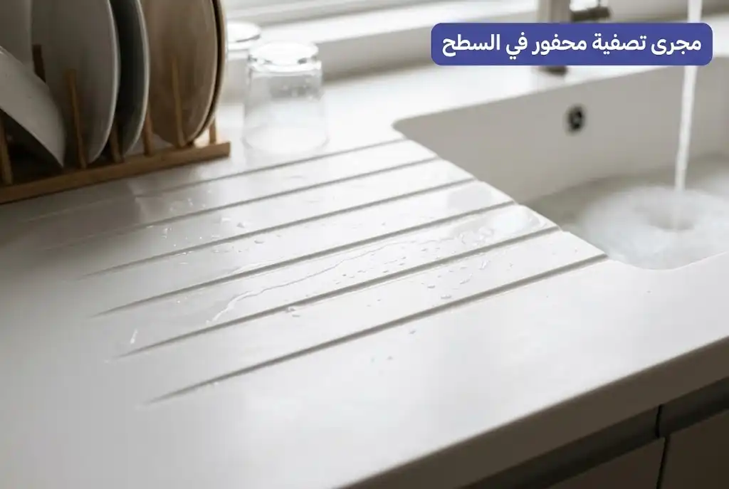 مجرى تصفية كوريان محفور جنب حوض المطبخ